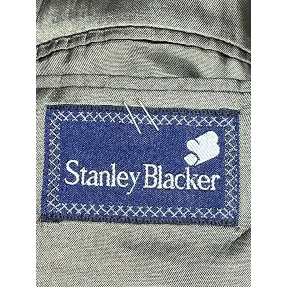 Vintage Stanley Blacker 46L 100% Wool Blazer Brown Micro Check Made in USA